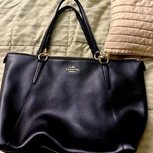 Coach Black Leather Tote with Gold